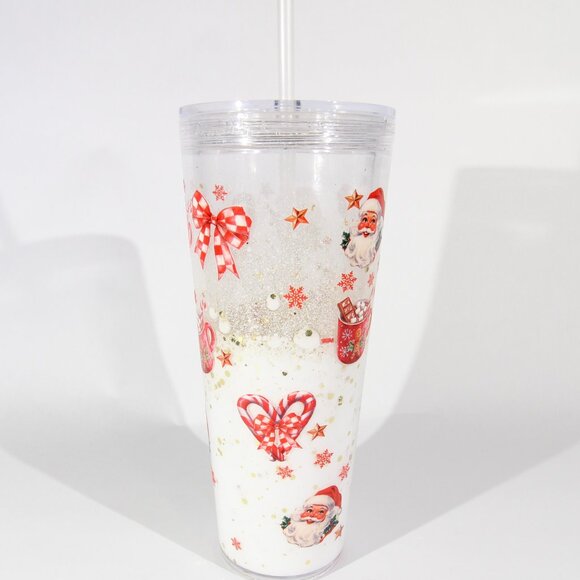 Custom 24oz Acrylic Snow Globe Tumbler Christmas Lava with DTF - Picture 4 of 7